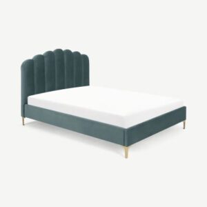 Cama Delia - Terciopelo Verde Espuma de Mar | Yolodecoro.pe