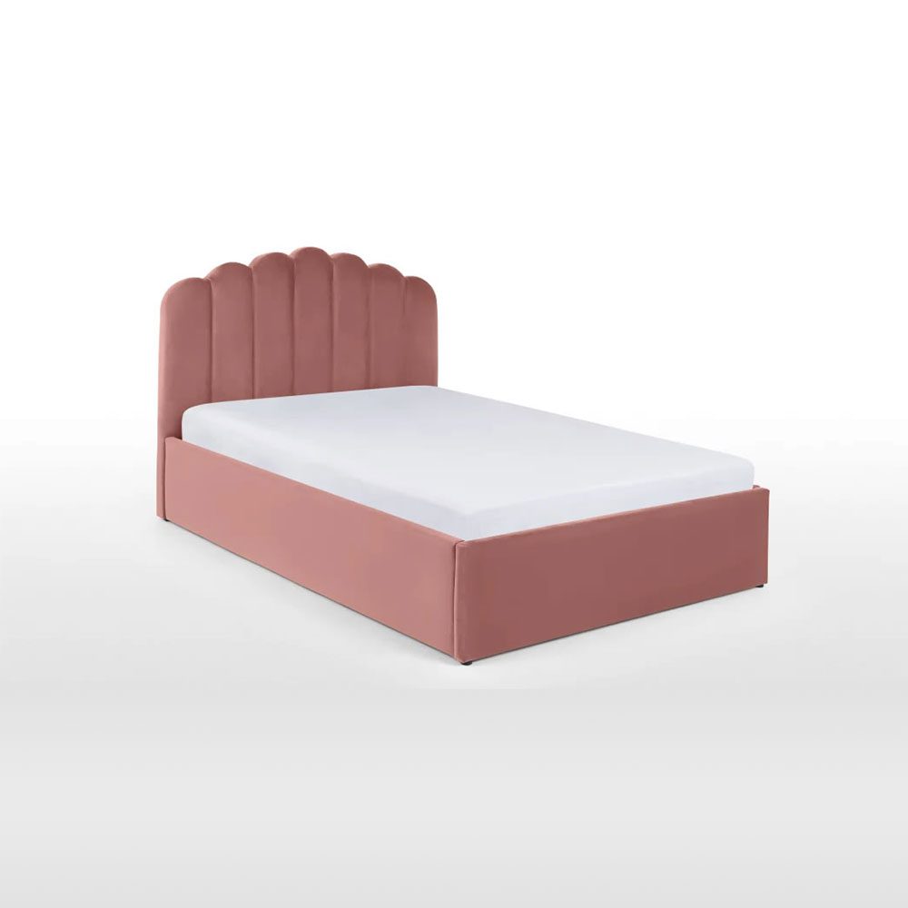 Cama Europea Otomana Delia - Terciopelo Rosa | Yolodecoro.pe
